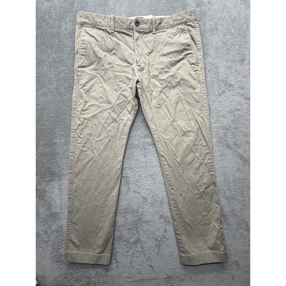 J.Crew Flex Pants Mens Measured 35x27 Beige Slim Fit Chino Khakis Stretch Twill